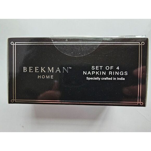 New Beekman silver Beaded Napkin rings holders 4 pieces - Picture 2 of 3